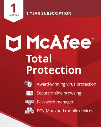 McAfee Total Protection 1lic. 1rok