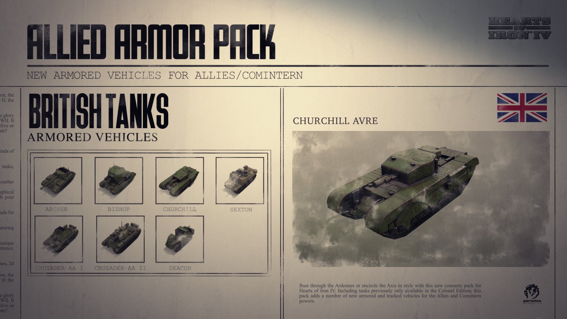 Hearts of Iron IV Allied Armor Pack 3