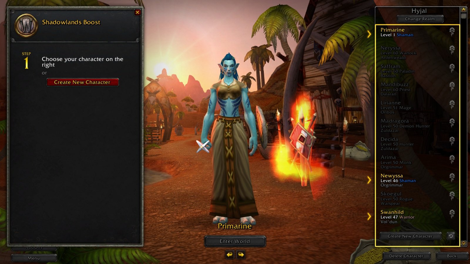 World of Warcraft Shadowlands Level Character Boost 1
